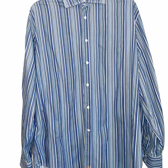 Thomas Dean Striped Flip Cuff Button Front Shirt - Picture 5 of 10
